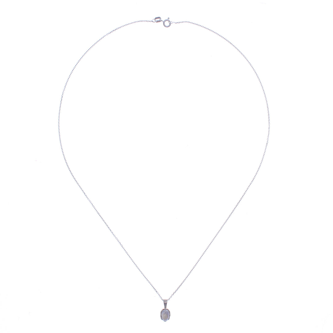 Polished Floral Natural Rainbow Moonstone Pendant Necklace - Harmonious Light