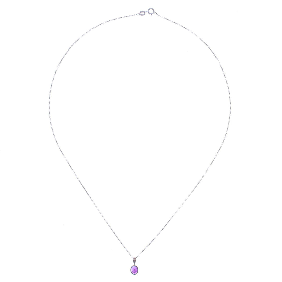 High-Polished Natural Oval Amethyst Pendant Necklace - Wise Aura
