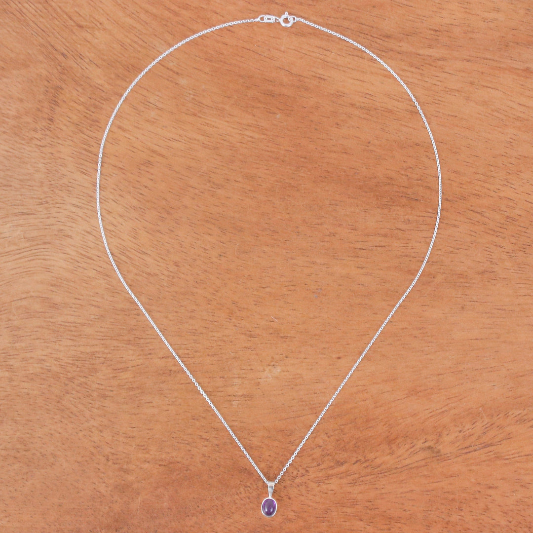 High-Polished Natural Oval Amethyst Pendant Necklace - Wise Aura