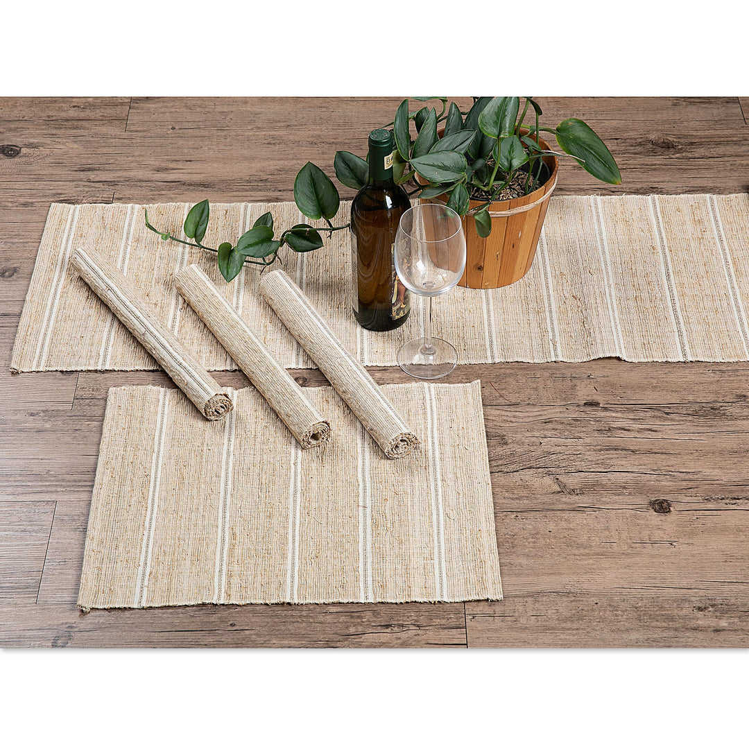 Off-White Cotton Blend Table Runner and Placemats (5 Pieces) - Off-White Aroma
