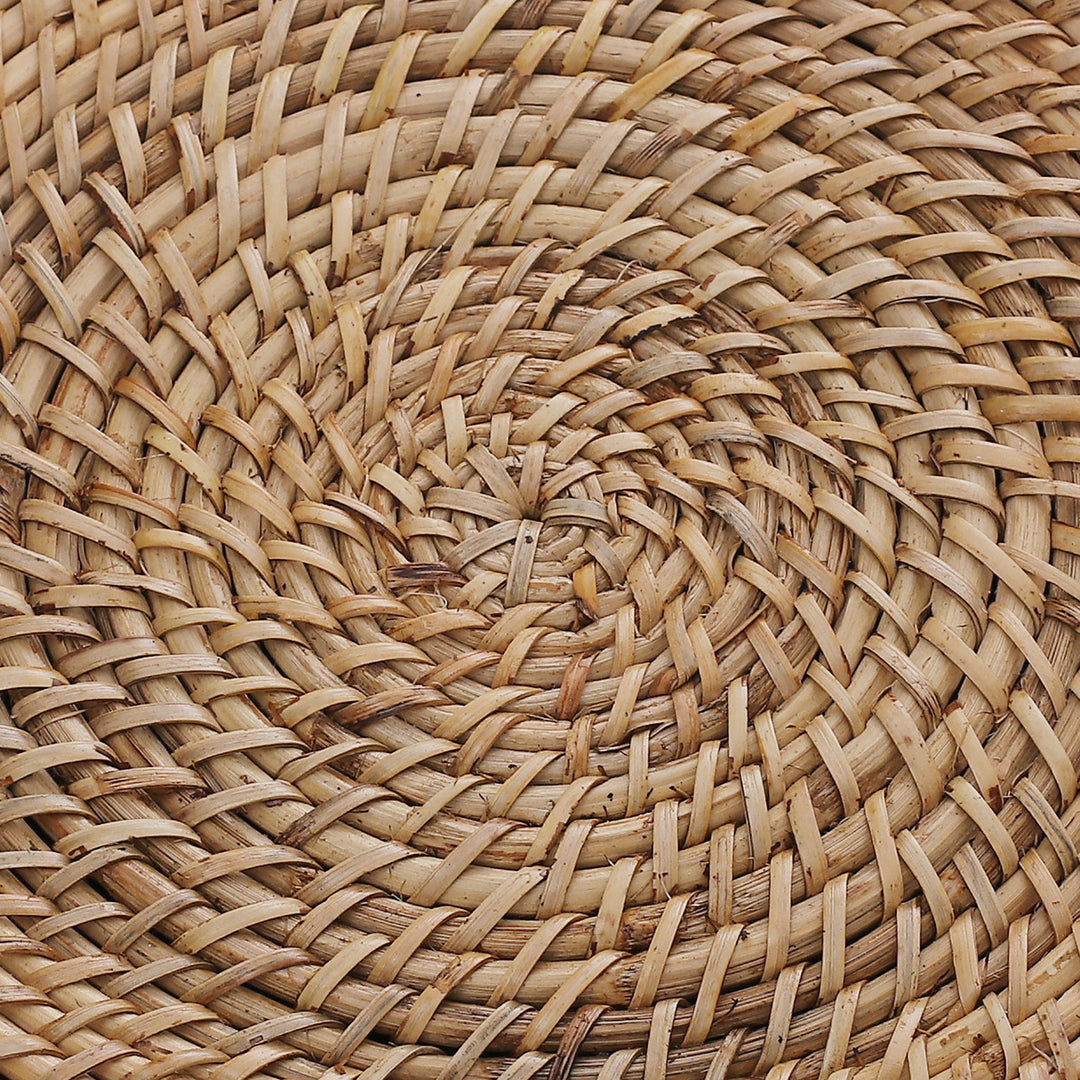 Set of Four Handwoven Round Natural Cane Fiber Placemats - Natural Flair