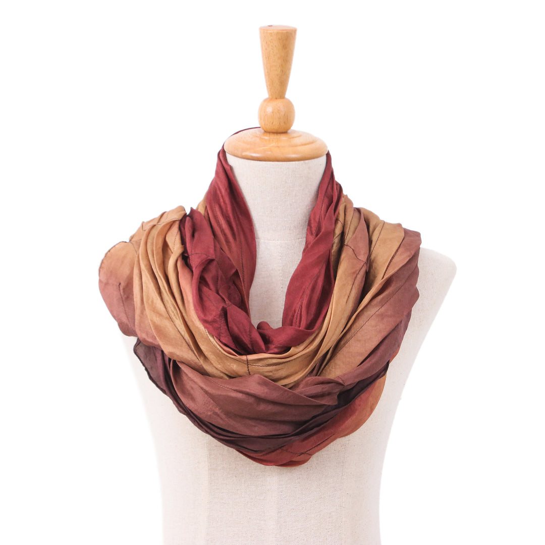 Handwoven Earthy-Toned Soft 100% Silk Scarf from Thailand - Charming Instant