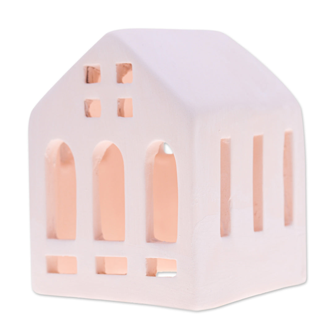 Handcrafted and Painted Ceramic House-Shaped Tealight Holder - Classic House