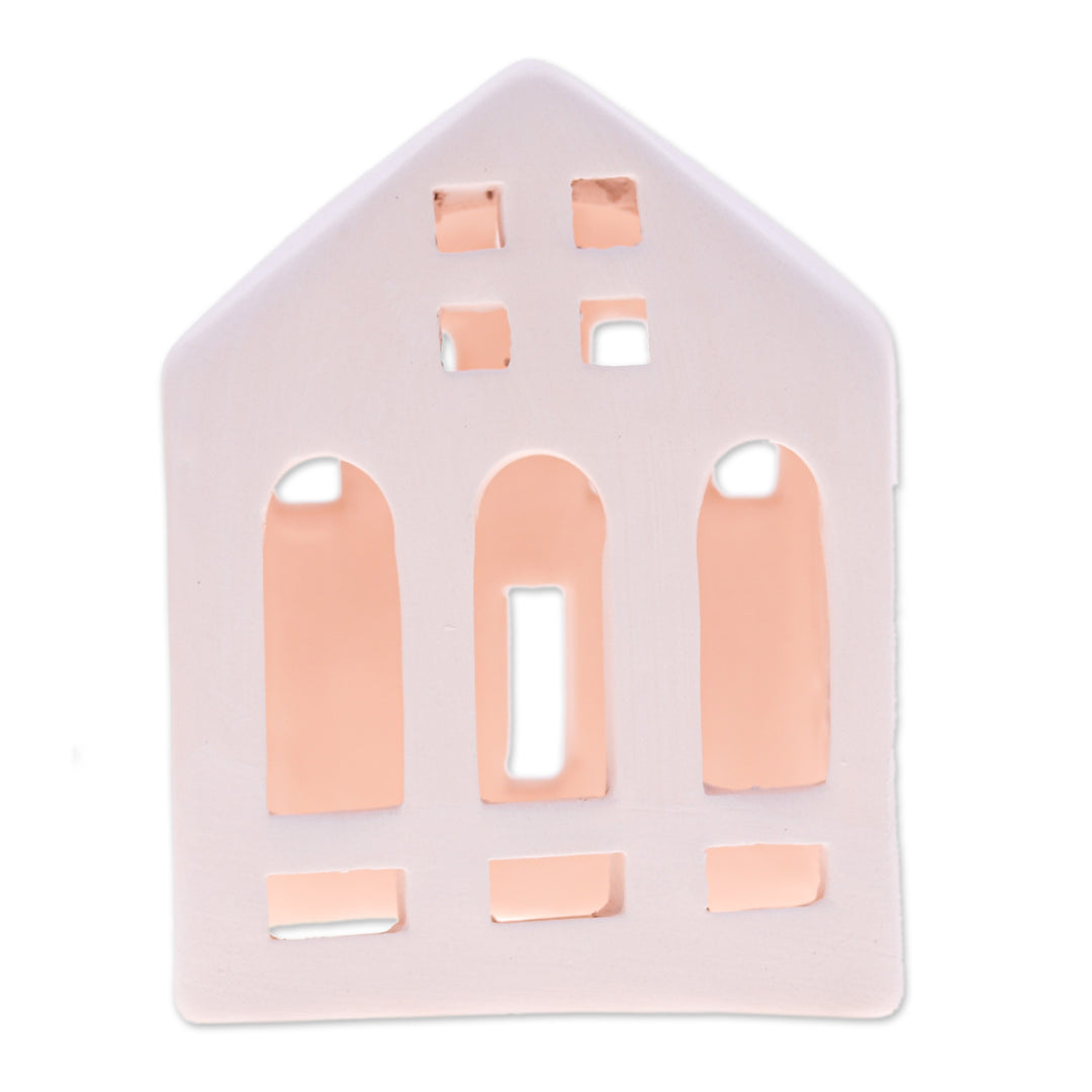 Handcrafted and Painted Ceramic House-Shaped Tealight Holder - Classic House