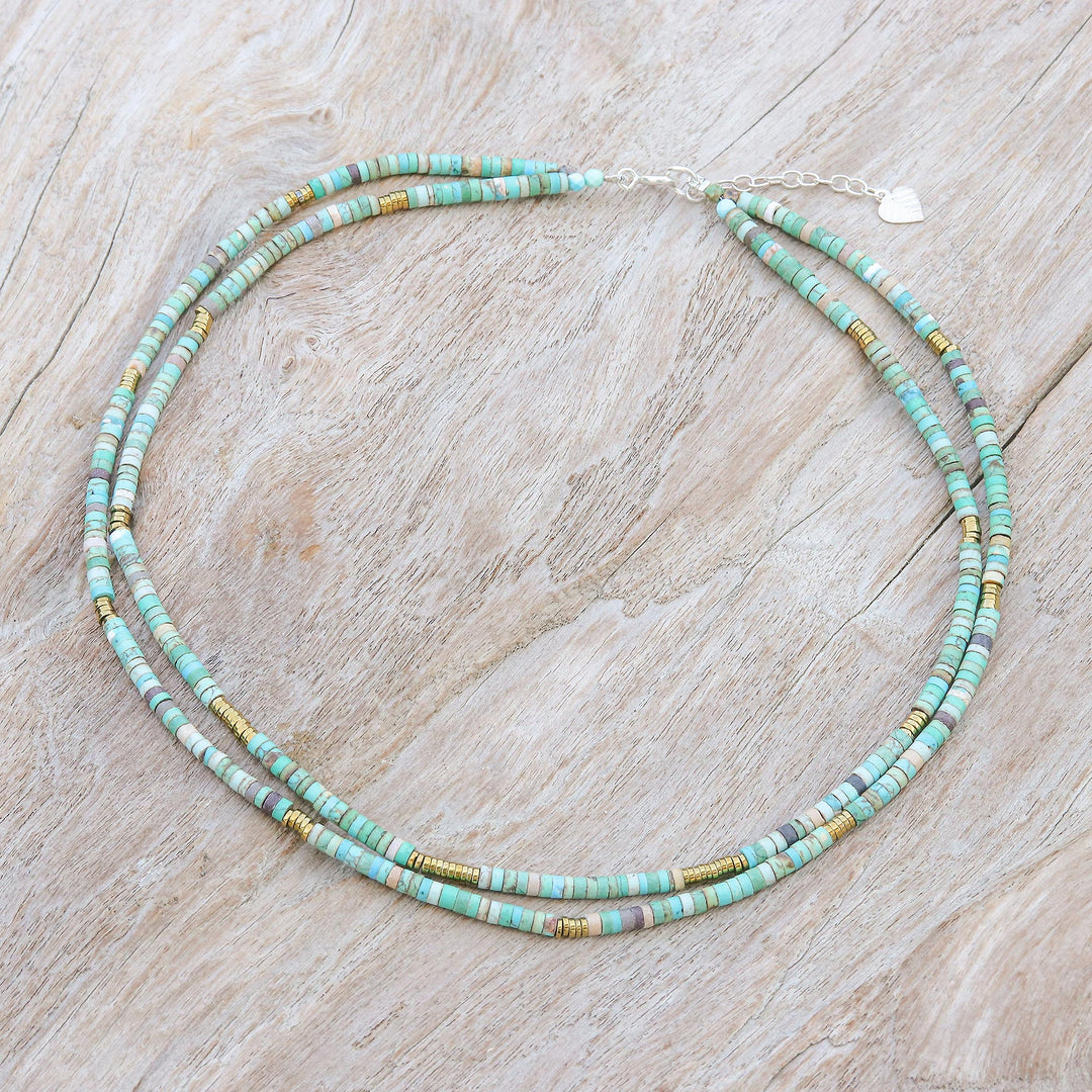 Reconstituted Turquoise Hematite Double Strand Necklace - Glam Duo