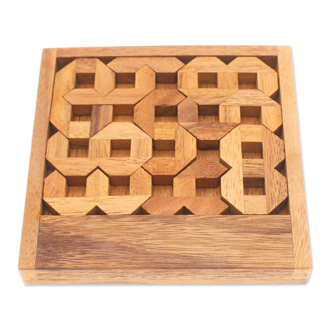Number-Themed Raintree Wood Puzzle Game from Thailand - Mysterious Digit