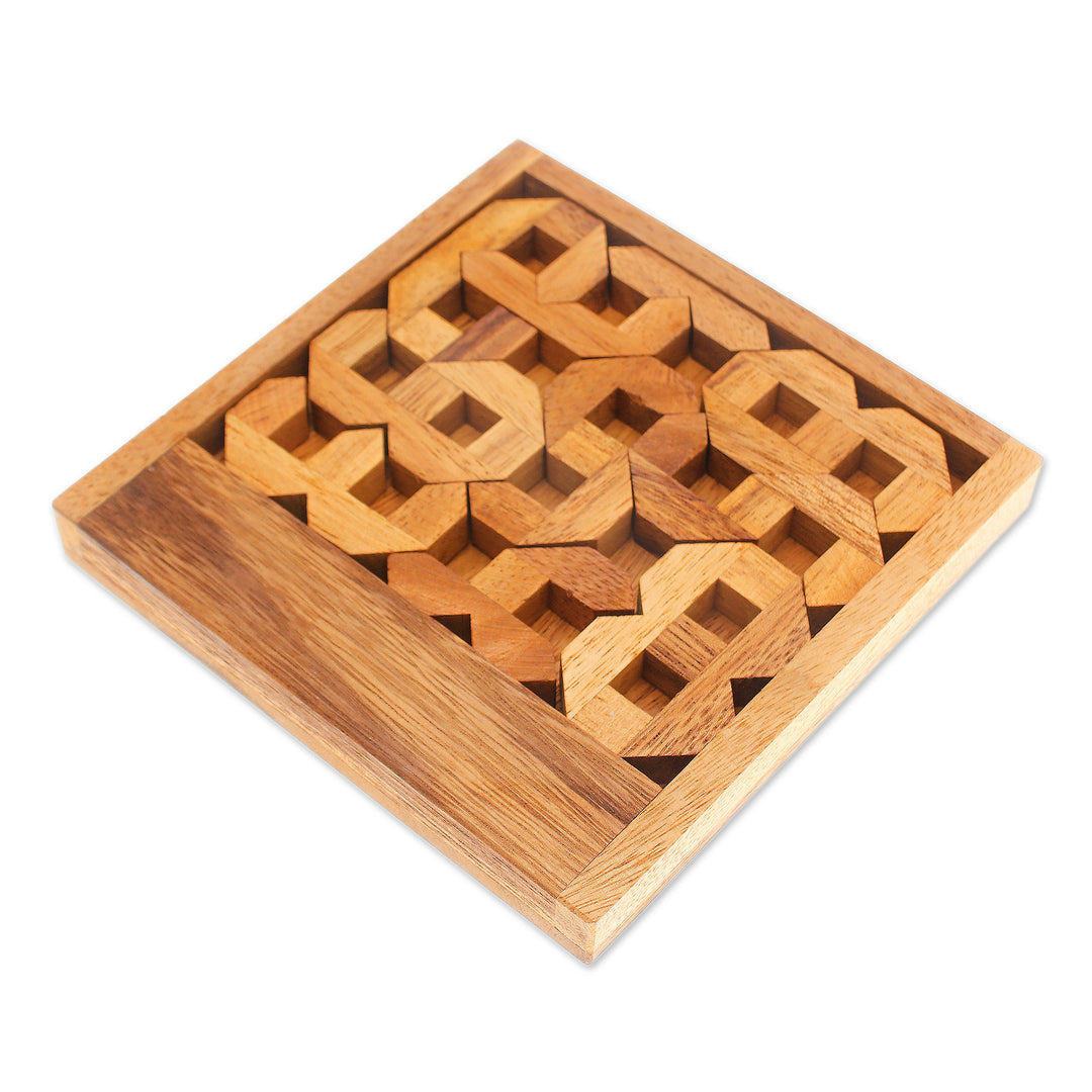 Number-Themed Raintree Wood Puzzle Game from Thailand - Mysterious Digit