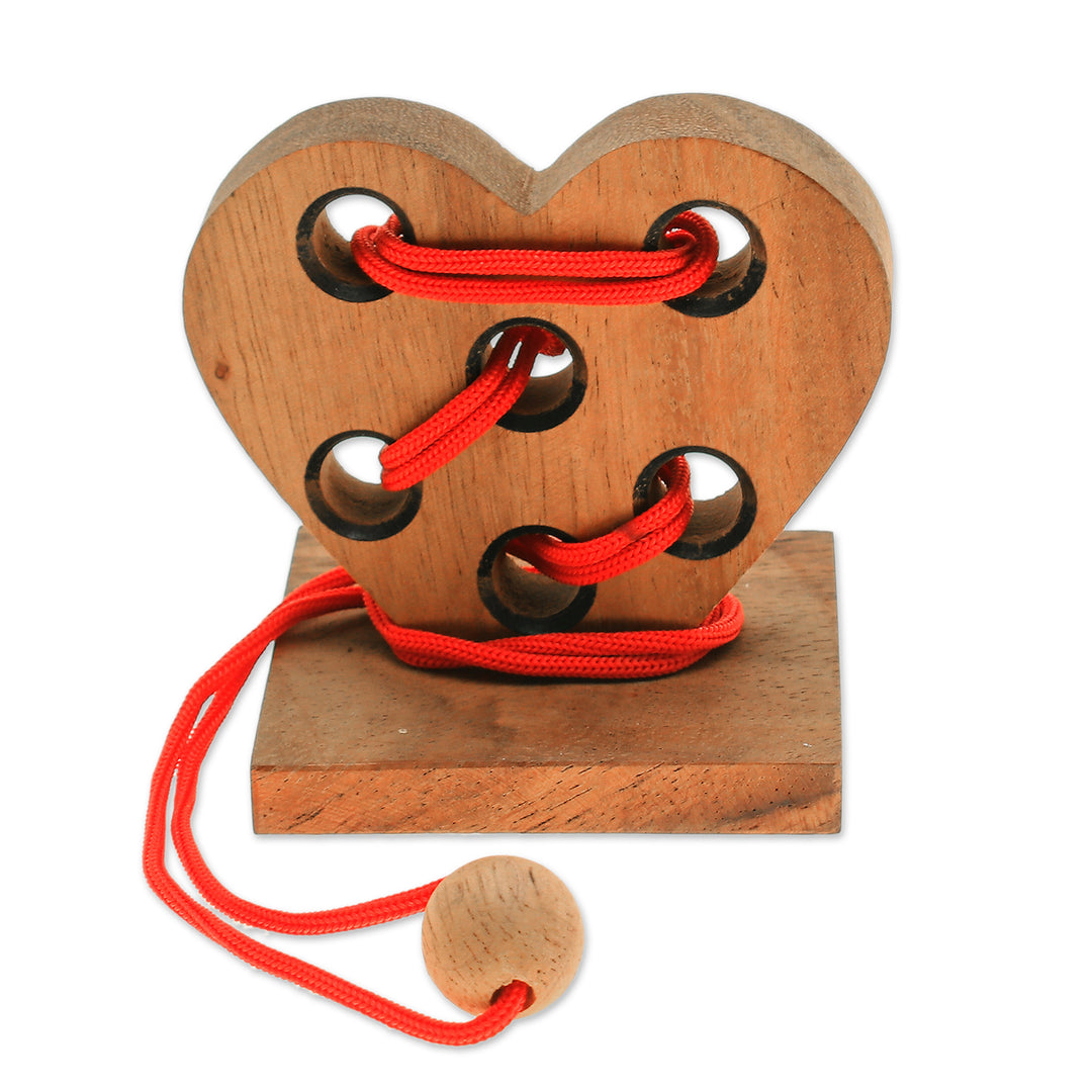 Handcrafted Heart-Shaped Wood Disentanglement Puzzle Game - Heart Embrace