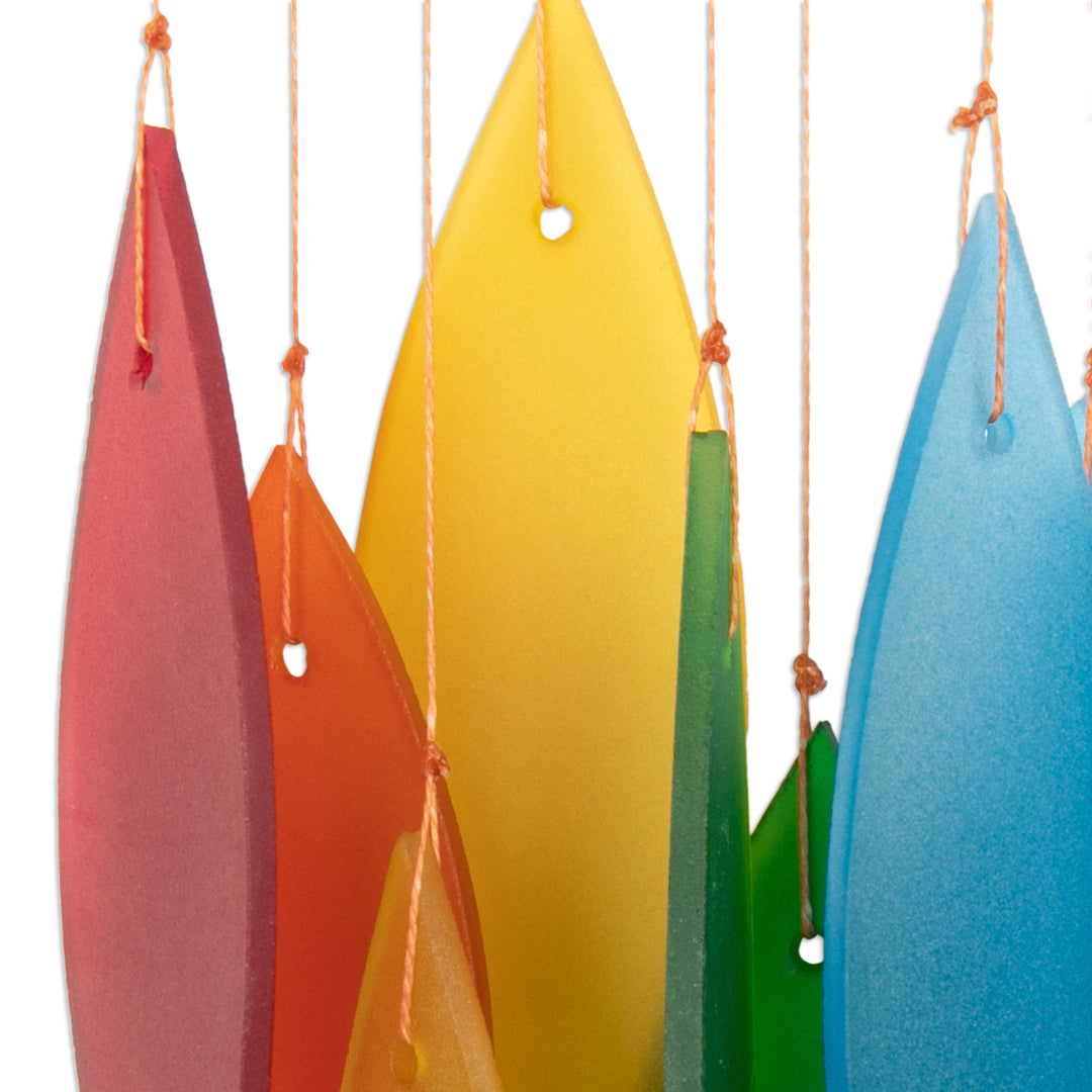 Handcrafted Rainbow Glass and Bamboo Wind Chime from Bali - Rainbow Tunes