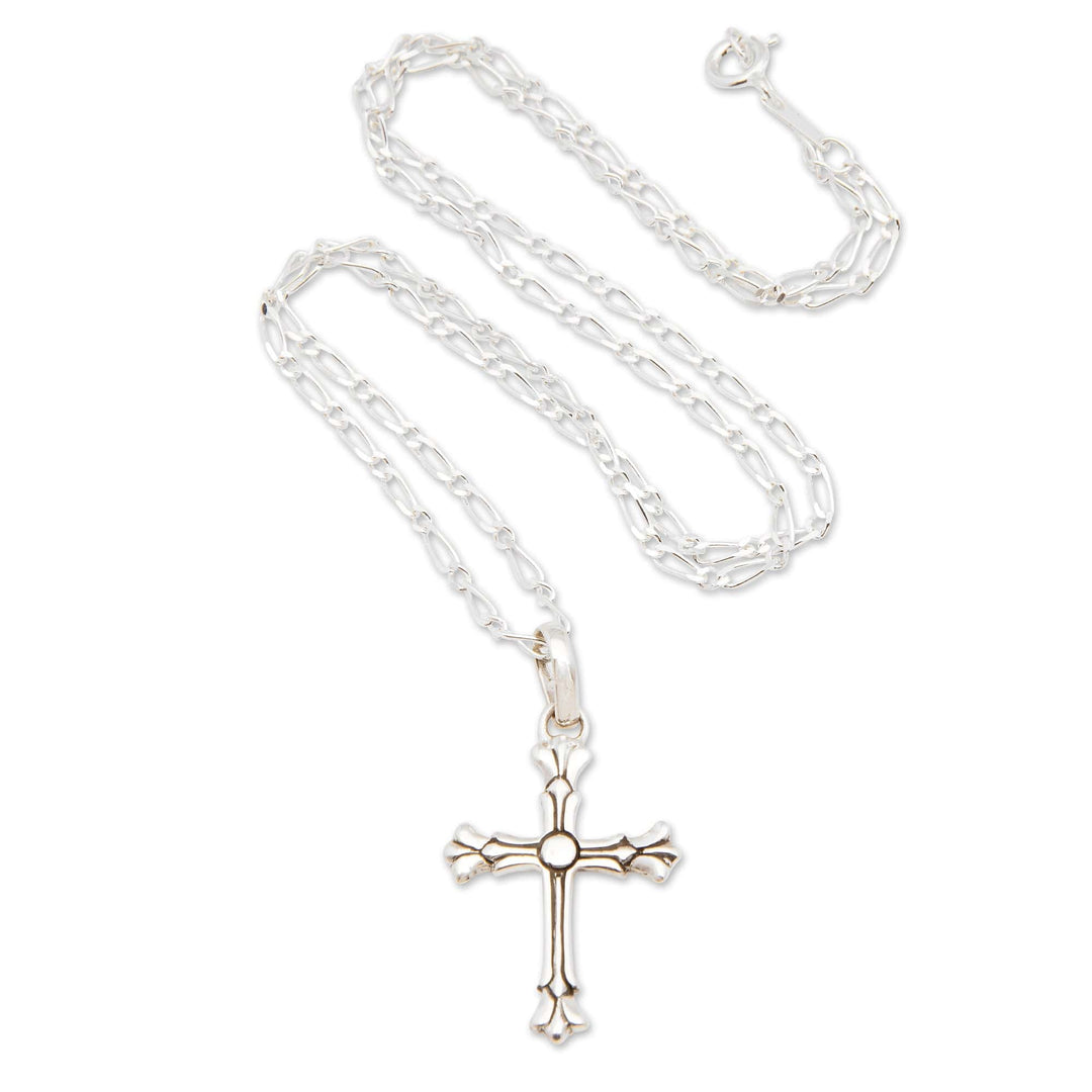 Classic Sterling Silver Cross Pendant Necklace from Bali - Cross of the Divine