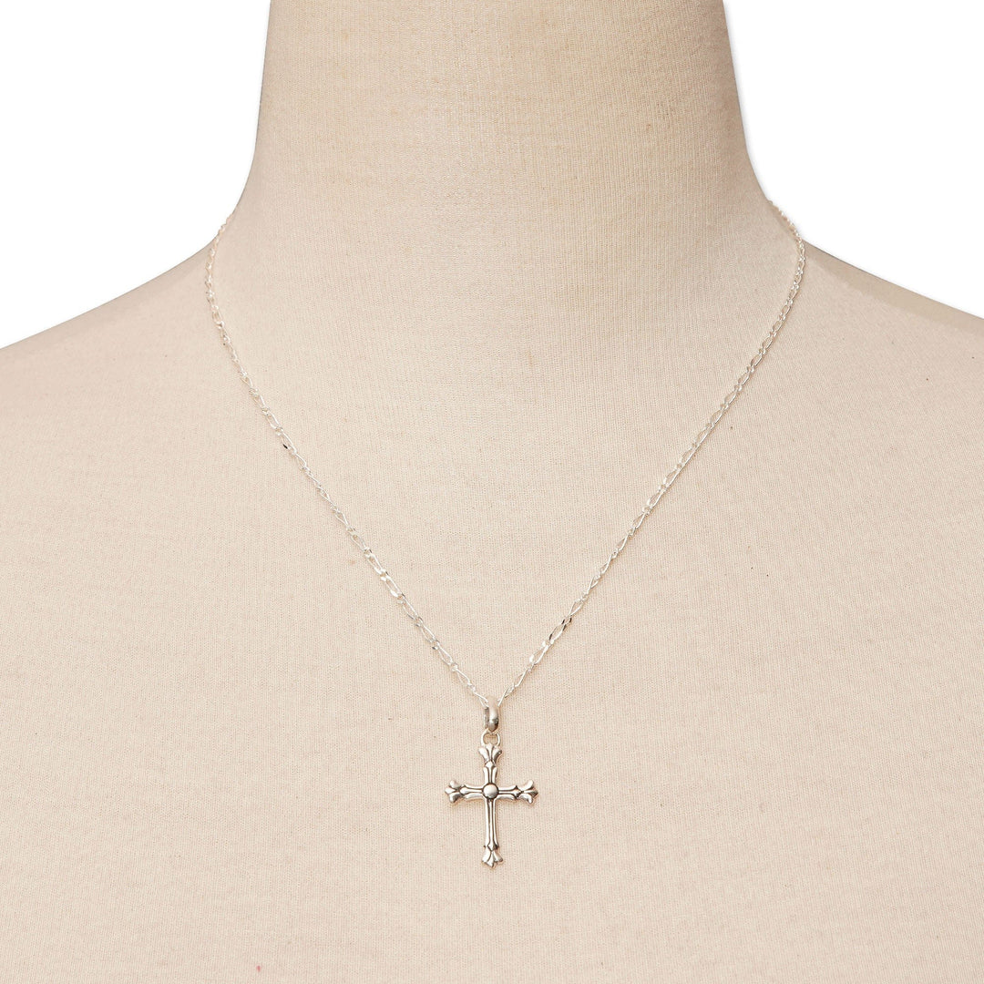 Classic Sterling Silver Cross Pendant Necklace from Bali - Cross of the Divine