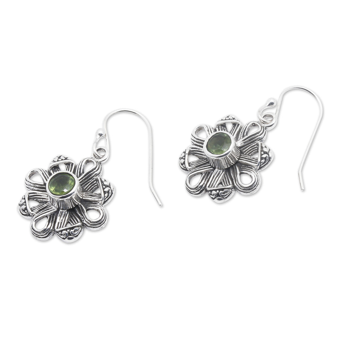 Traditional Canang Sari Natural Peridot Dangle Earrings - Canang Sari