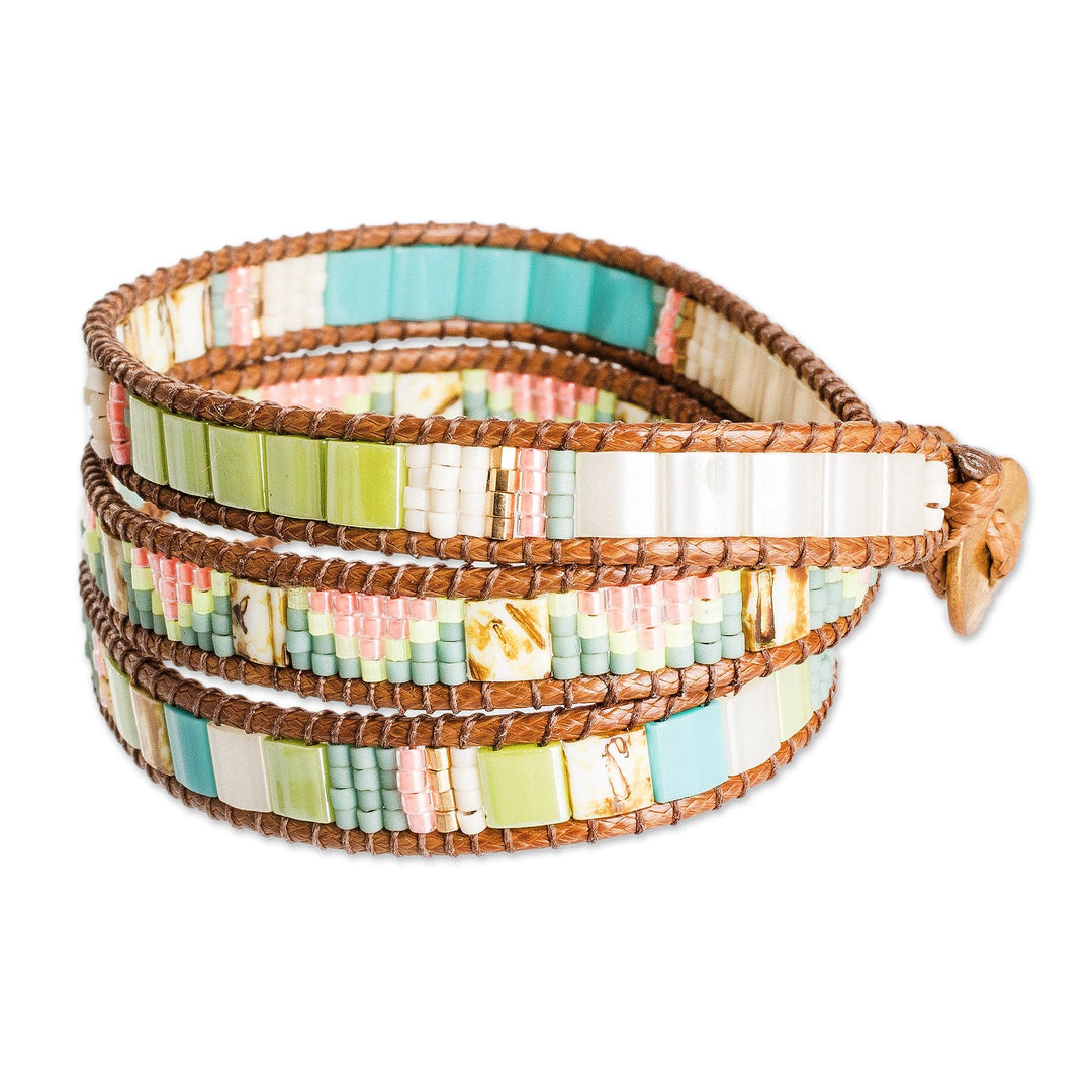 Handcrafted Glass Beaded Wrap Bracelet from Guatemala - Santa Fe