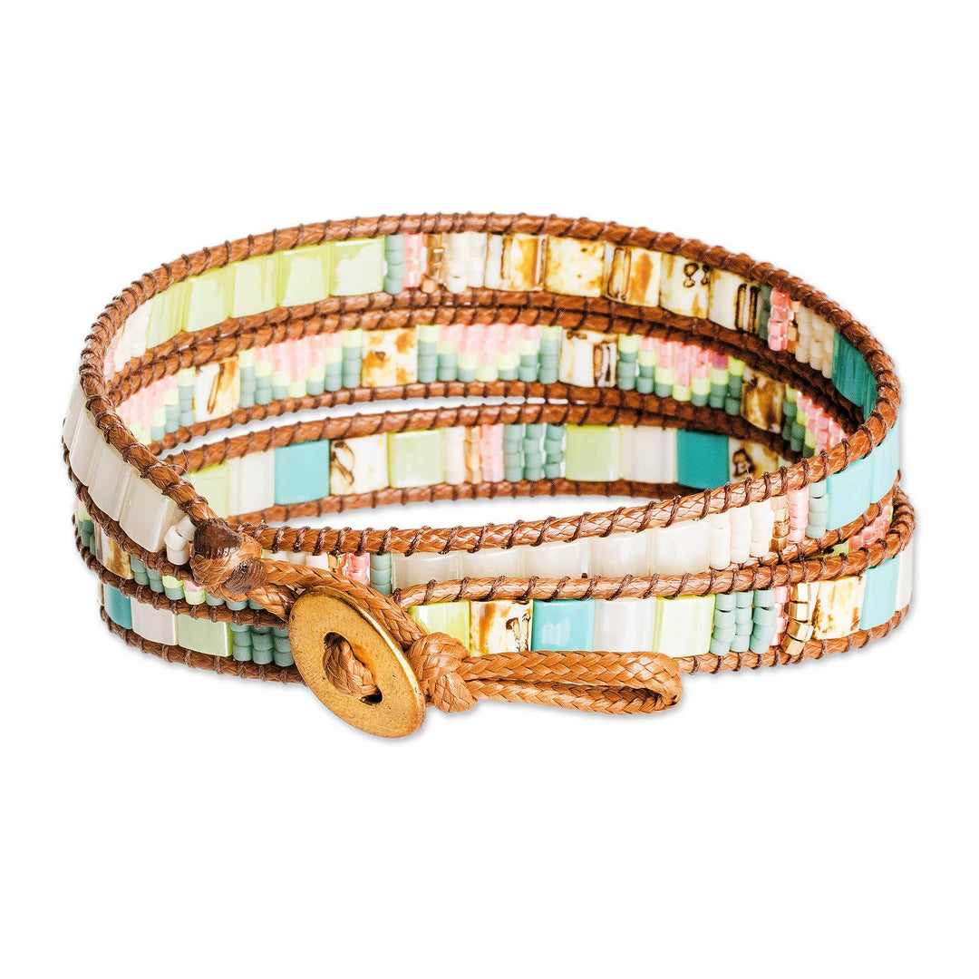 Handcrafted Glass Beaded Wrap Bracelet from Guatemala - Santa Fe