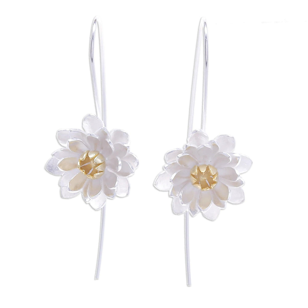 Flower-Shaped Gold-Accented Sterling Silver Drop Earrings - Bright Chic Blossom