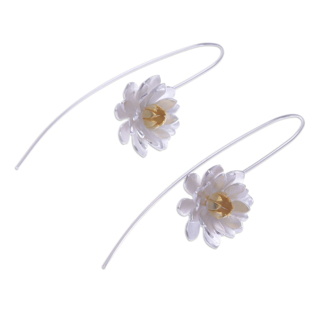 Flower-Shaped Gold-Accented Sterling Silver Drop Earrings - Bright Chic Blossom