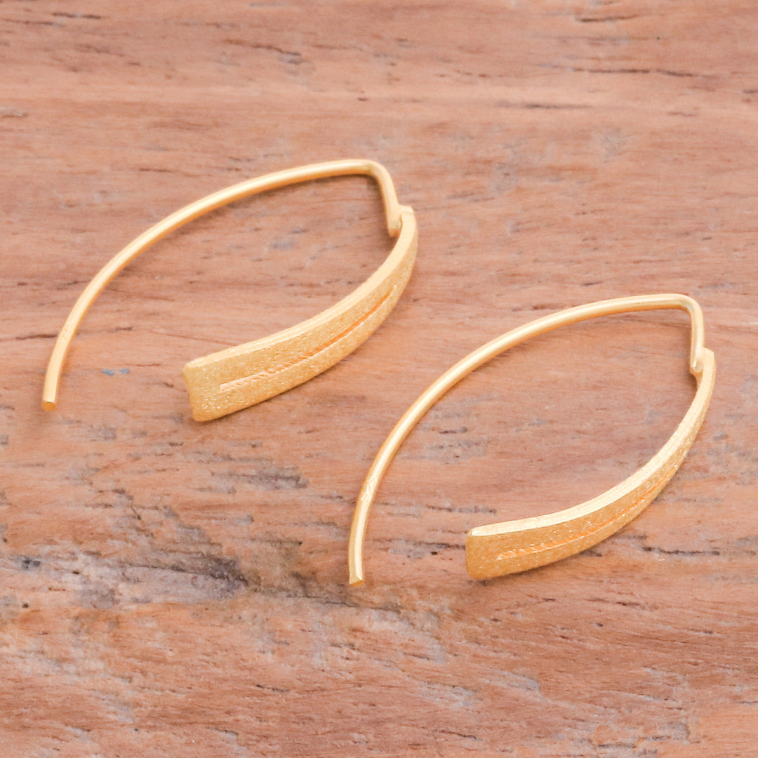 Modern Openwork Brushed Satin 18k Gold-Plated Drop Earrings - Bright Modern Splendor