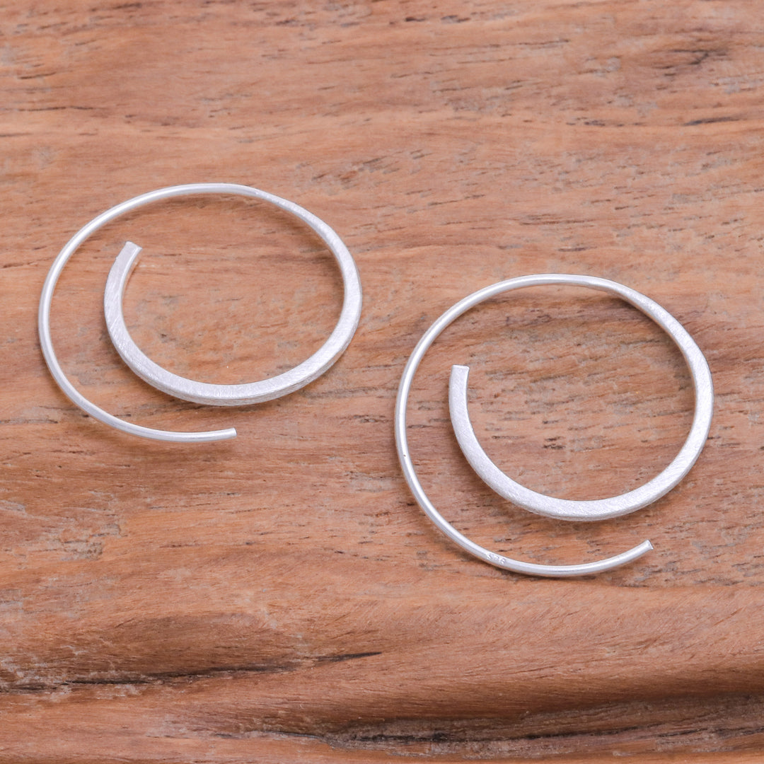 Modern Sterling Silver Spiral Drop Earrings from Thailand - Spiral Radiance