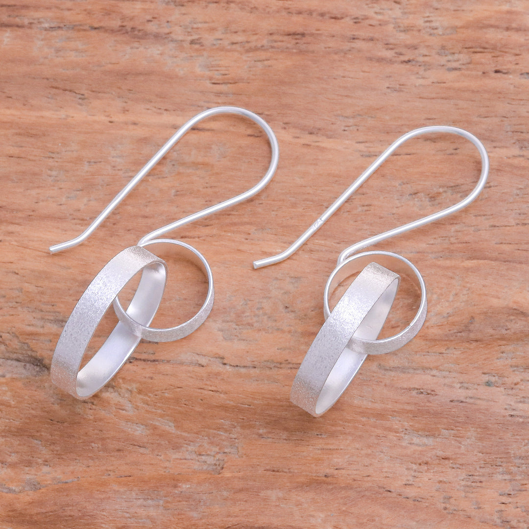Modern Thai Sterling Silver Ring-Themed Drop Earrings - Circular Glam