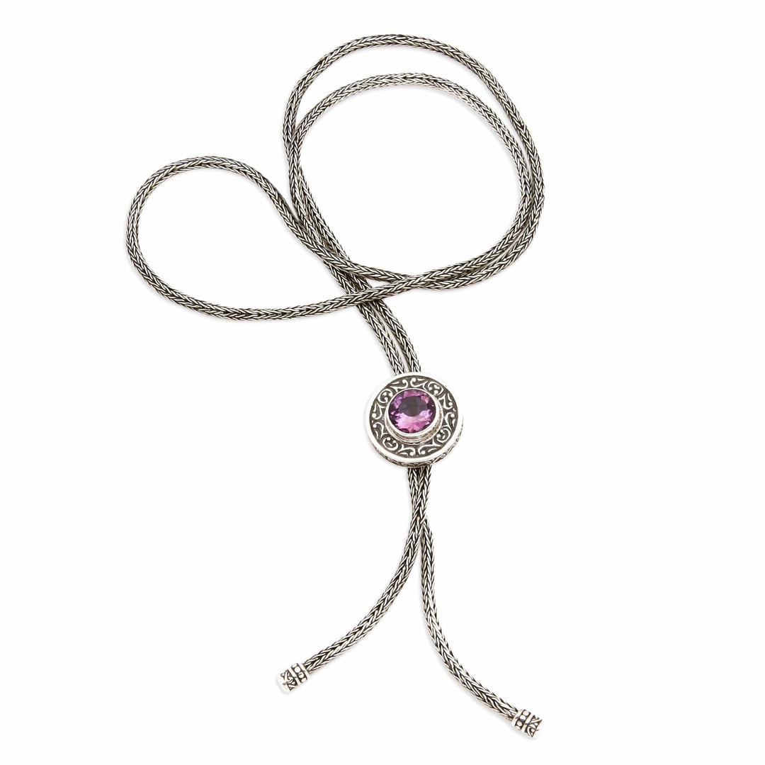 Fair Trade Balinese Faceted 1-Carat Amethyst Lariat Necklace - Amethyst Sense