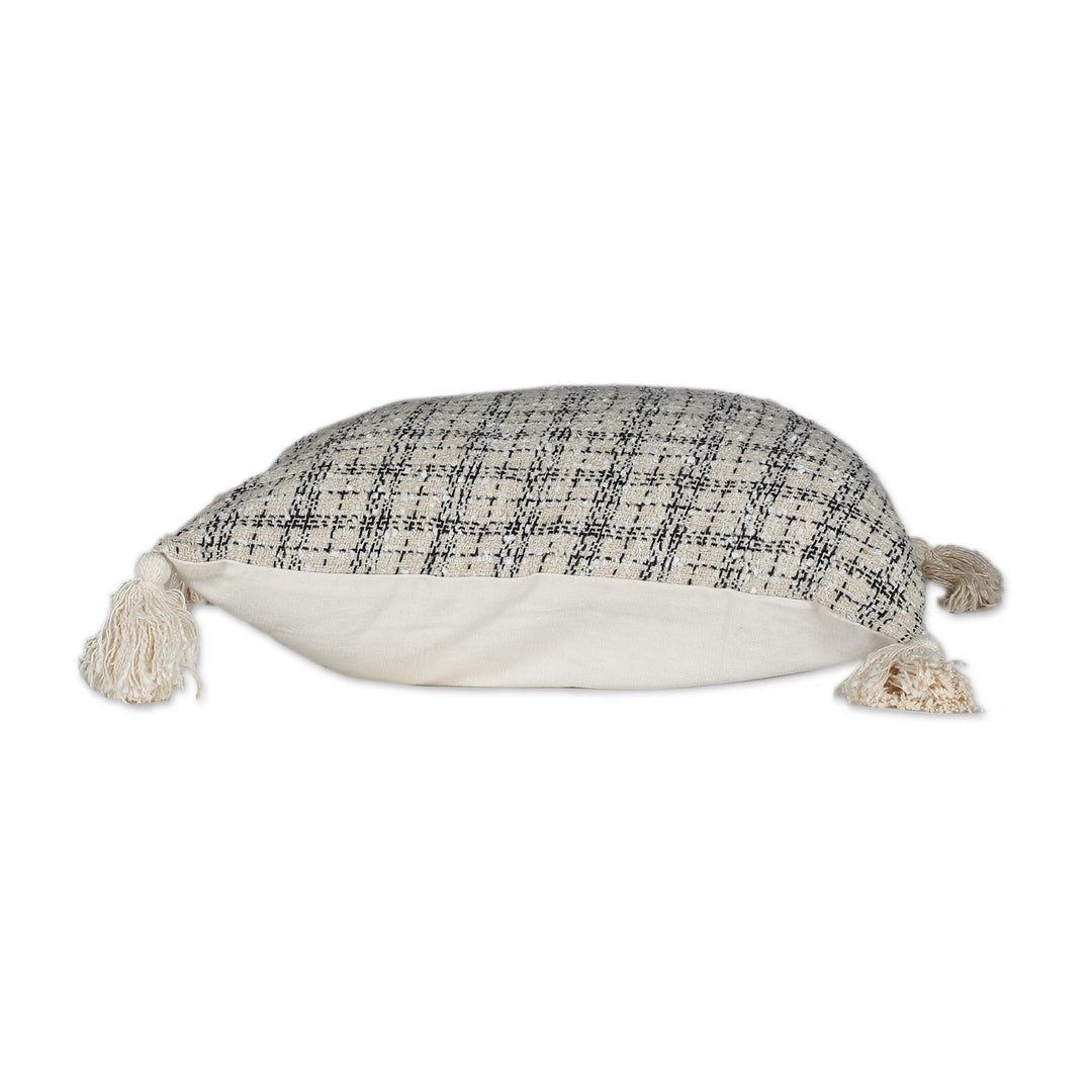 Pair of Tattersall Ivory Cotton Blend Cushion Covers - Ivory Appeal