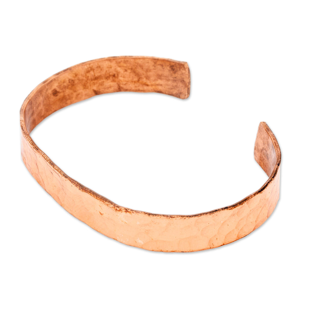 Classic Hammered Copper Cuff Bracelet Crafted in Mexico - Memories of Delight