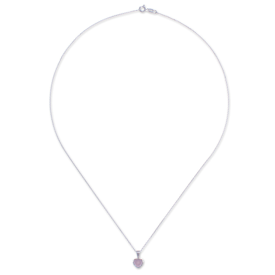 Heart-Shaped Rose Quartz Cabochon Pendant Necklace - Heart of Kindness