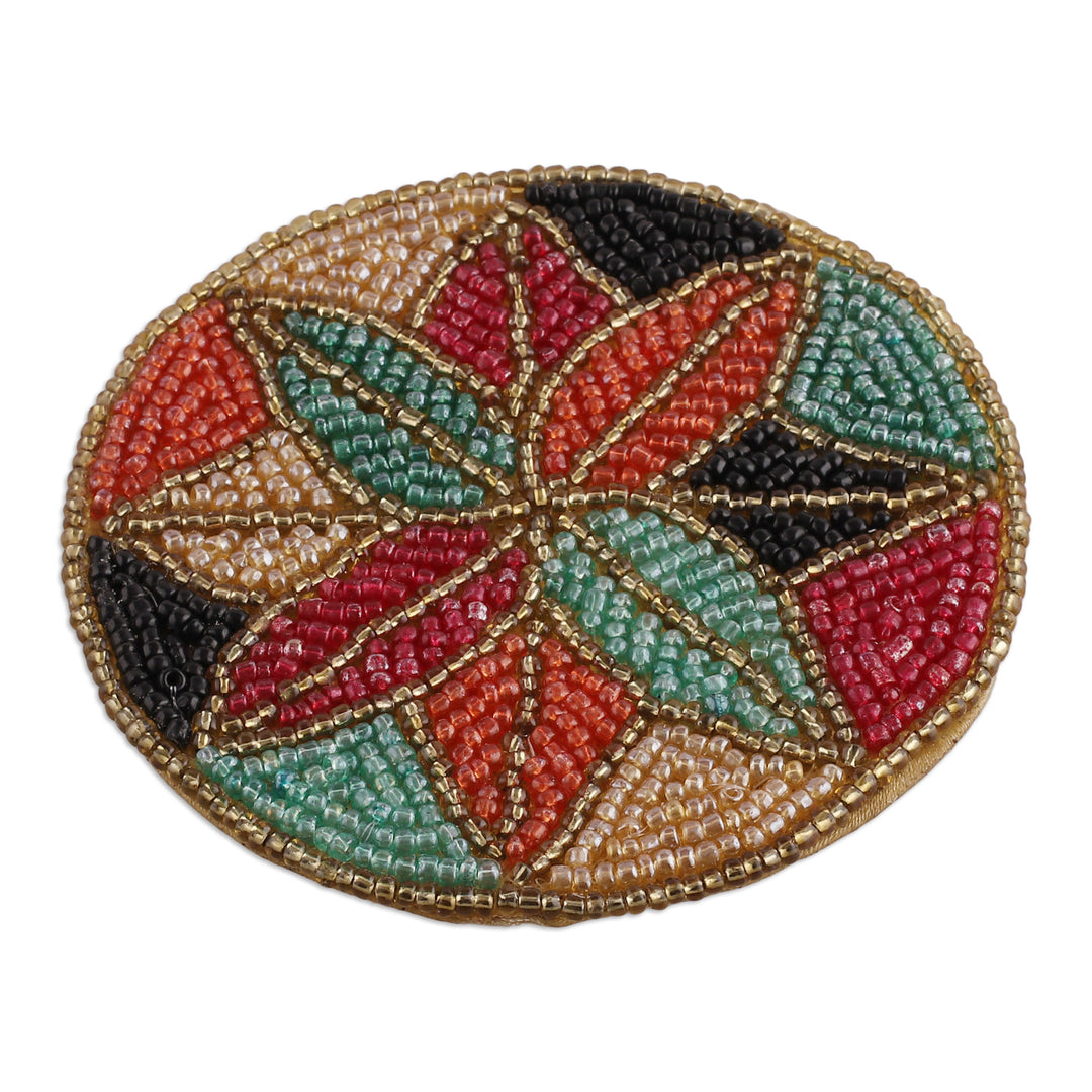 Set of 4 Mosaic-Inspired Colorful Glass Beaded Coasters - Mosaic Spring