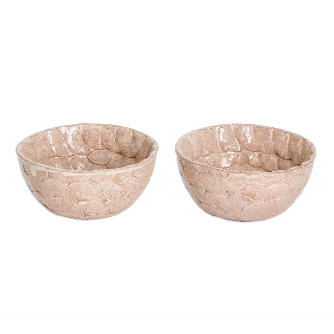 Handcrafted Textured Ceramic Condiment Bowls in Brown - Homemade Flavors
