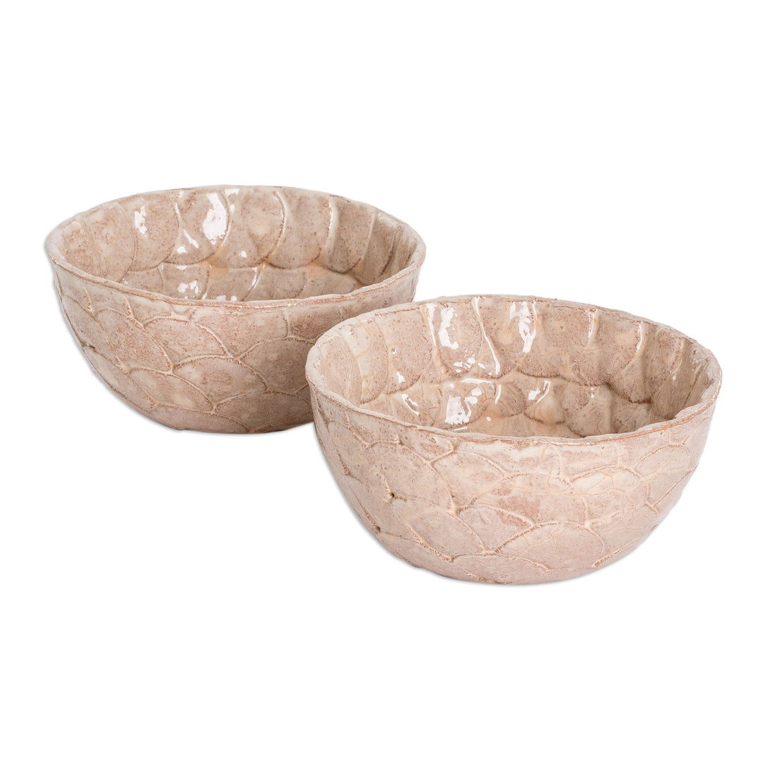 Handcrafted Textured Ceramic Condiment Bowls in Brown - Homemade Flavors