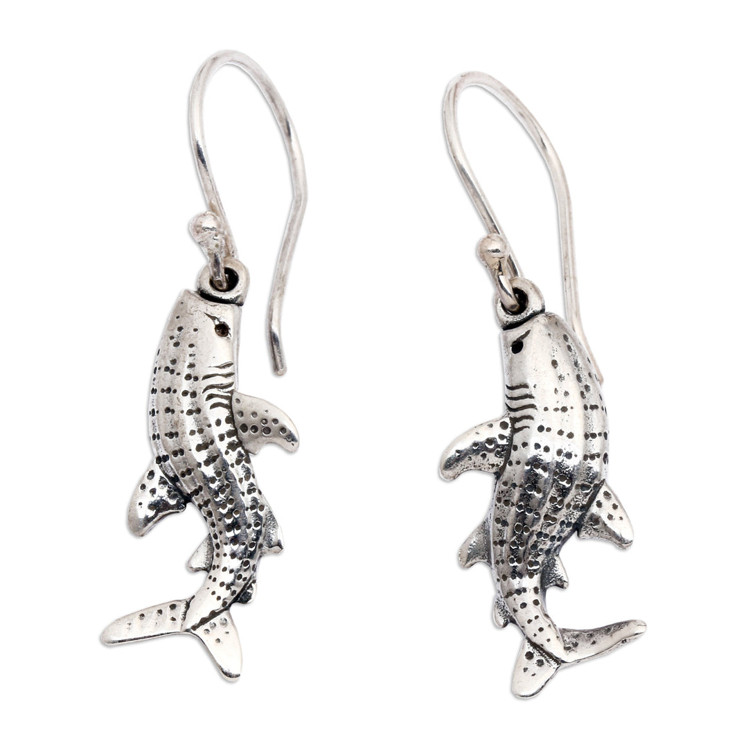 Catfish-Shaped Sterling Silver Dangle Earrings from Bali - Catfish Flair