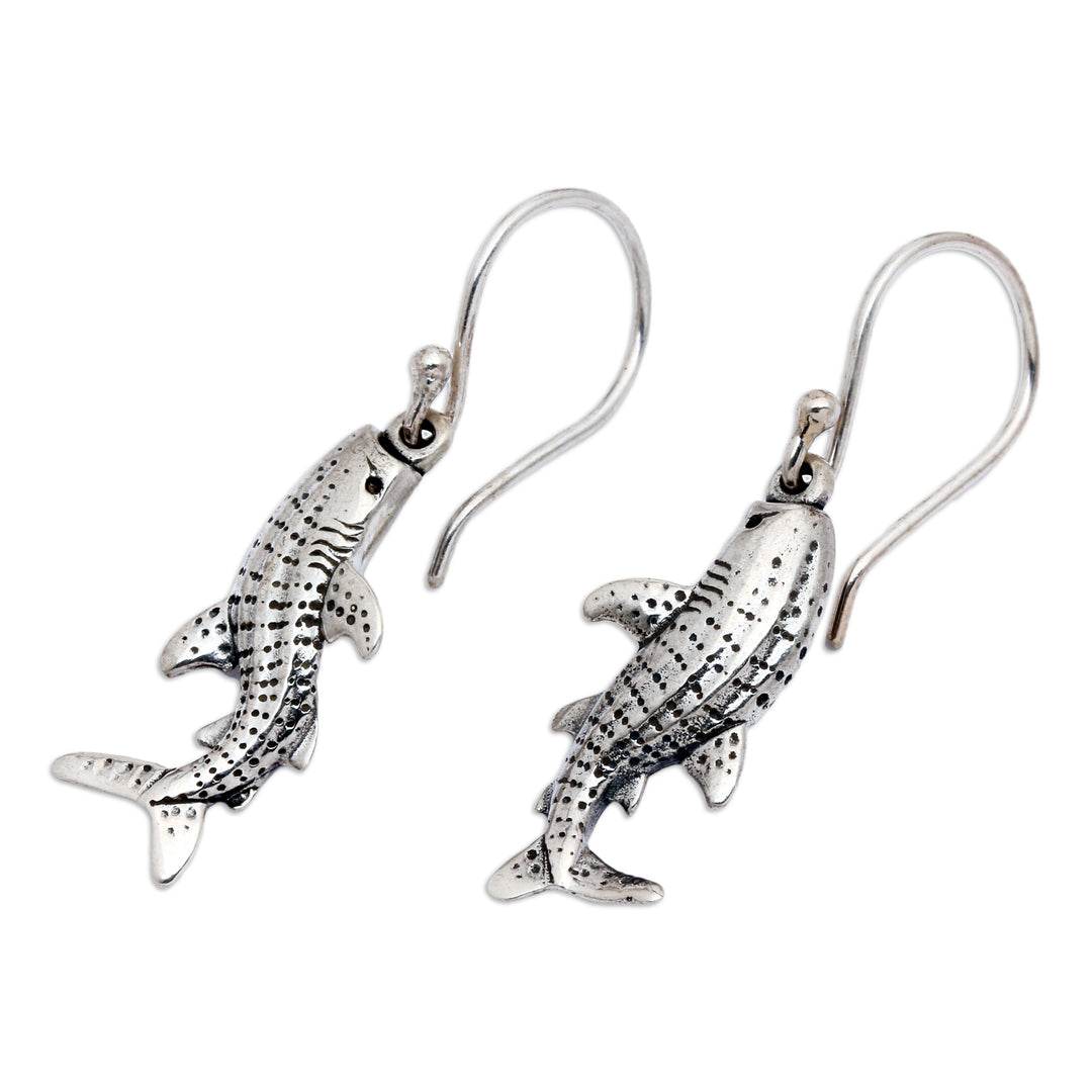 Catfish-Shaped Sterling Silver Dangle Earrings from Bali - Catfish Flair