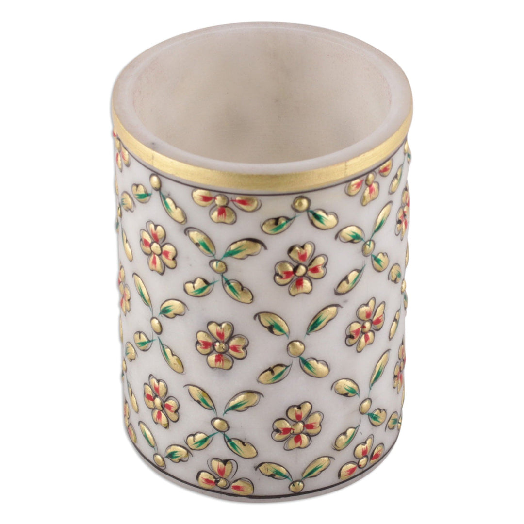 Floral Mesh-Patterned Marble Pend Holder in Green and Red - Spring Mesh