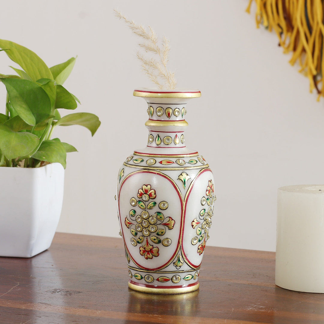 Classic Floral Hand-Painted Marble Decorative Vase - Palace of the Graceful