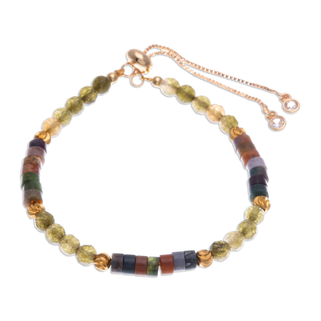 Agate and Quartz Beaded Adjustable Wristband Bracelet - Vibrant Flair