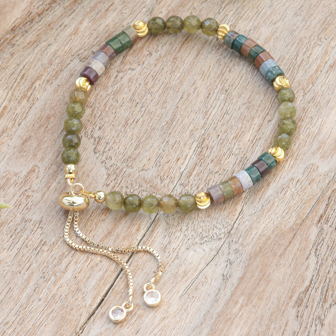 Agate and Quartz Beaded Adjustable Wristband Bracelet - Vibrant Flair