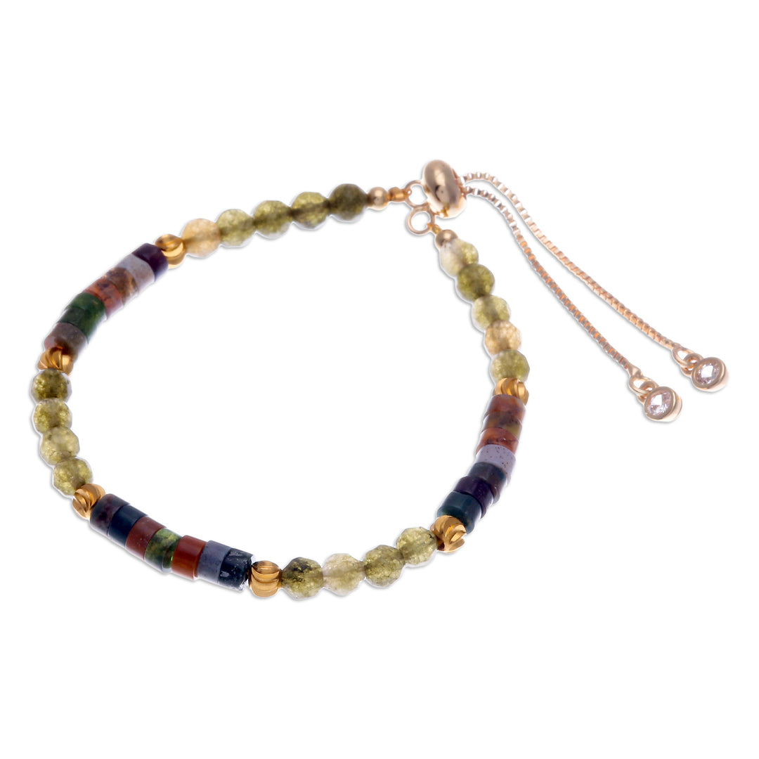 Agate and Quartz Beaded Adjustable Wristband Bracelet - Vibrant Flair
