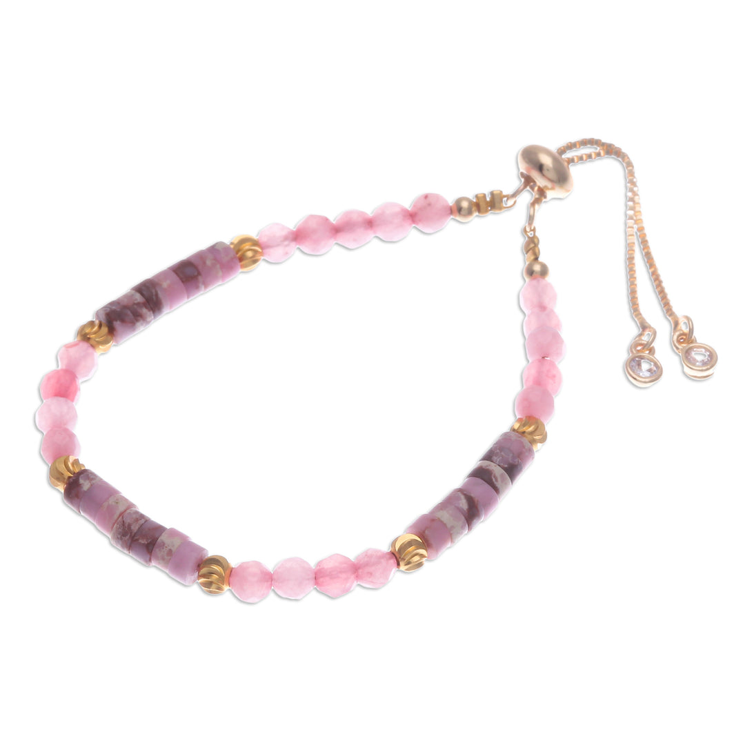 Jasper and Quartz Beaded Adjustable Wristband Bracelet - Superb Flair