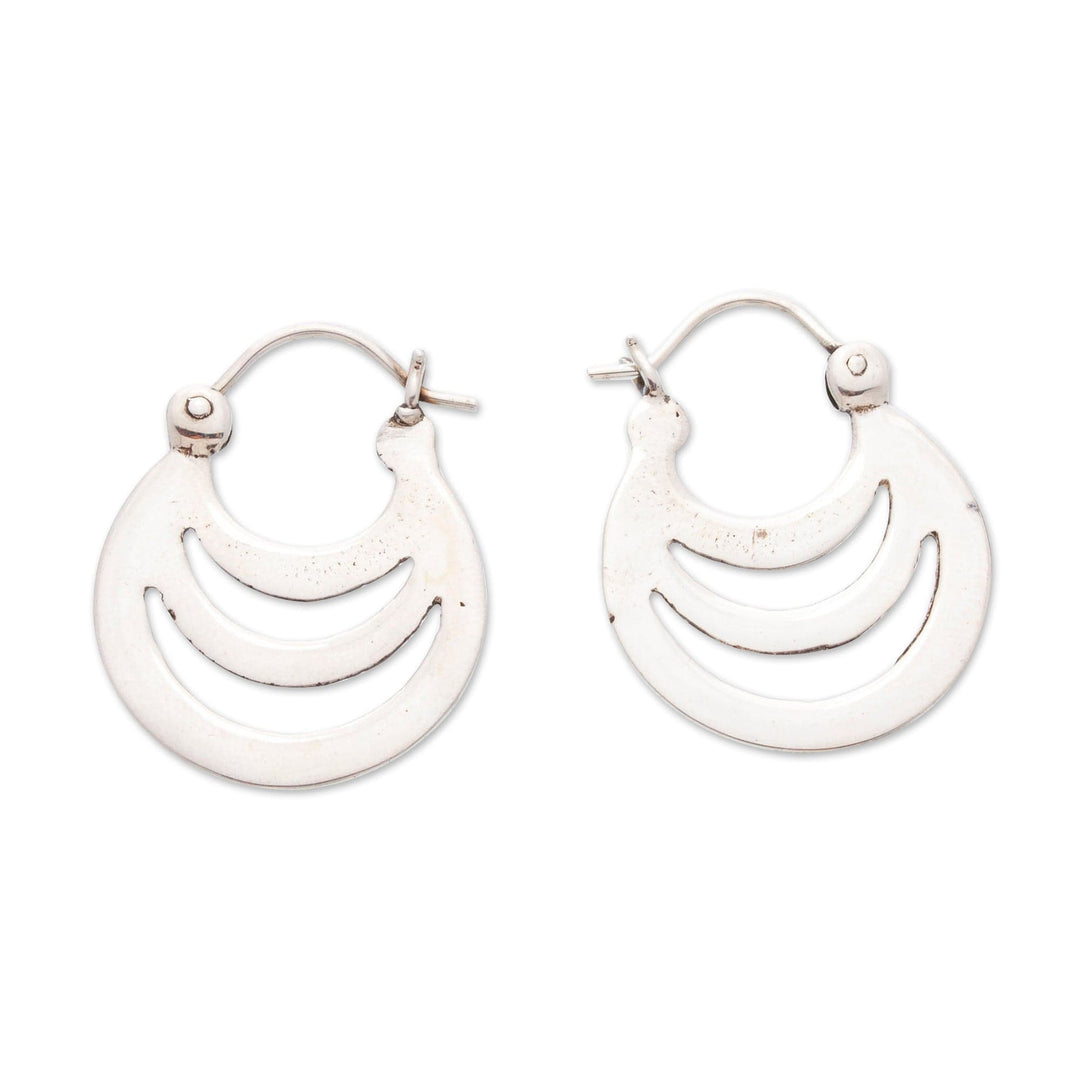 High-Polished Modern Sterling Silver Hoop Earrings - Waves of Style