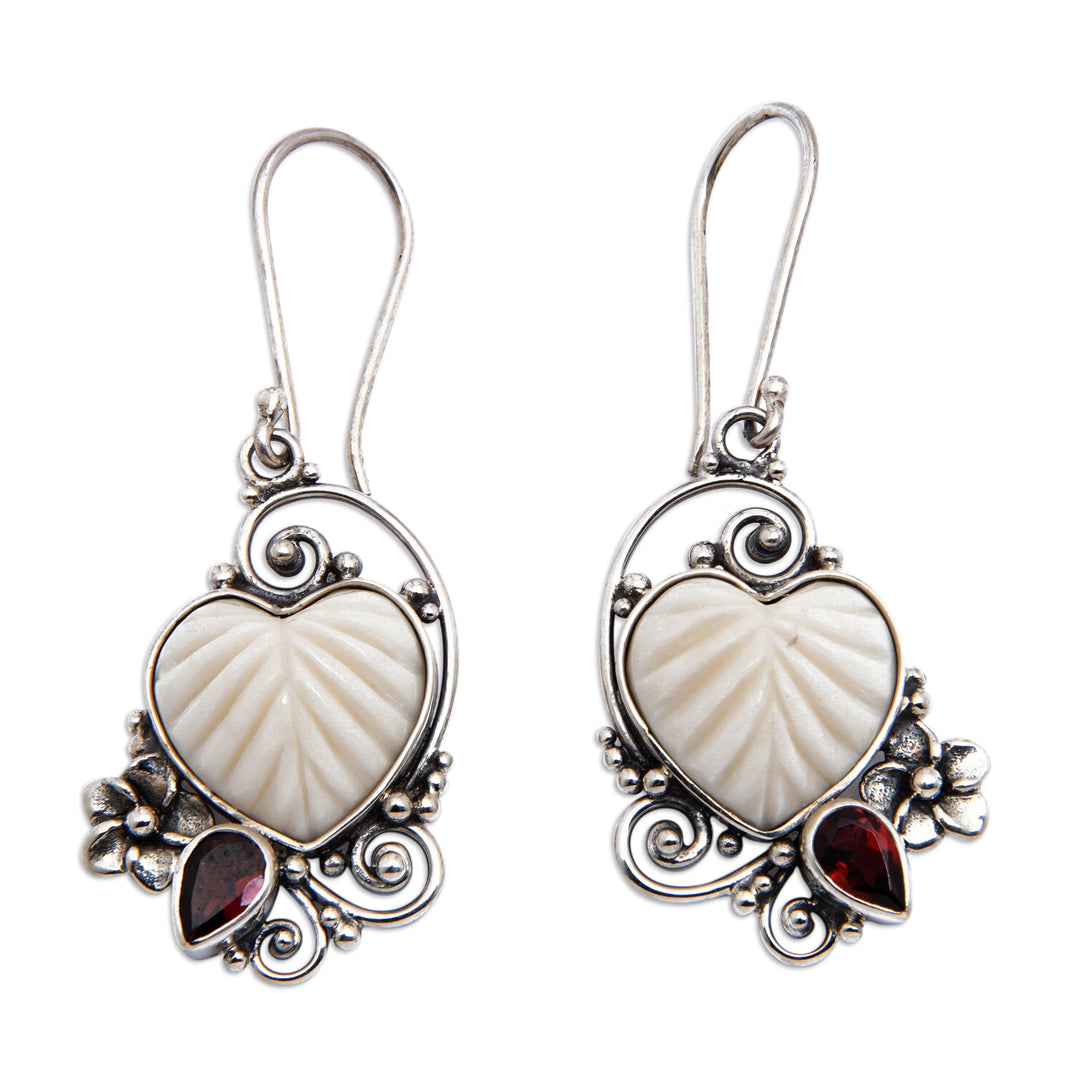 Romantic Heart-Shaped Natural Garnet Dangle Earrings - Enchanted Passion