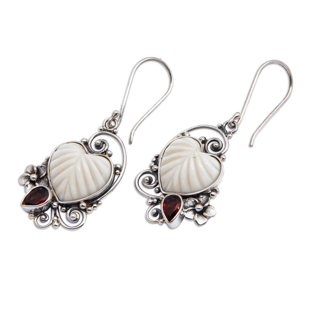 Romantic Heart-Shaped Natural Garnet Dangle Earrings - Enchanted Passion