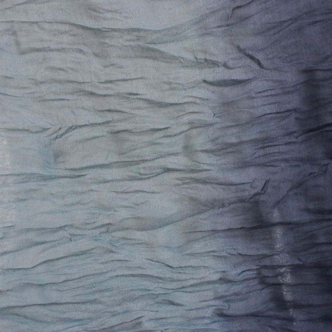 Hand-Spun Dyed Wrinkled Batik Cotton Scarf in Blue and Green - Vibrant Glam