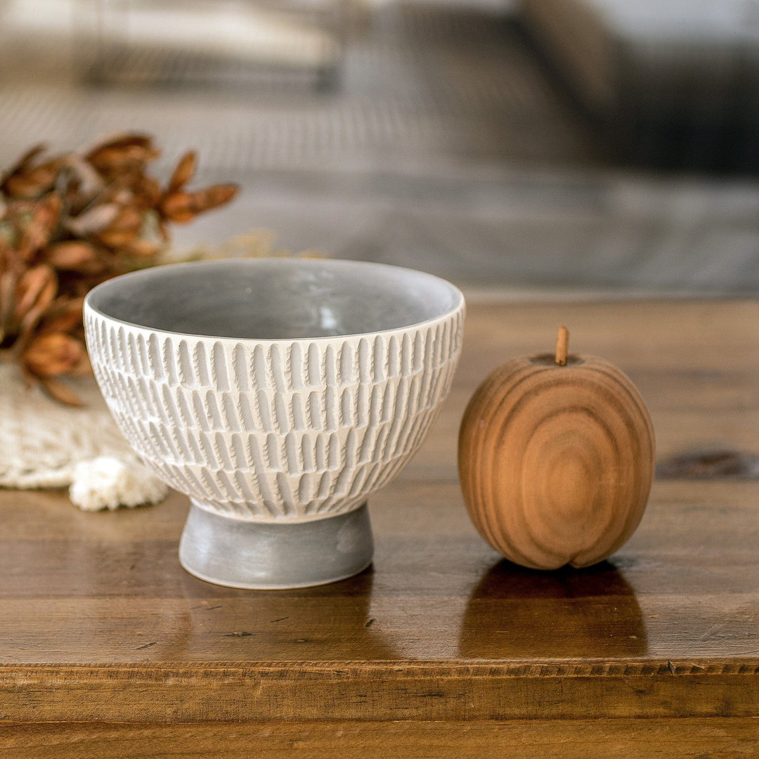 Guatemalan Handcrafted Textured Ivory and Grey Ceramic Vase - Harmonious Symphony in Grey