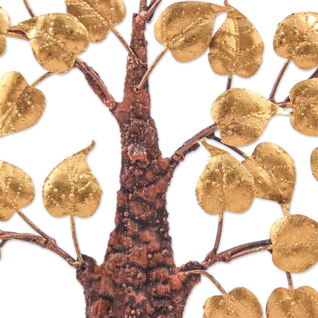 Inspirational Handmade Gold Foil and Steel Tree Wall Art - Wisest Nature