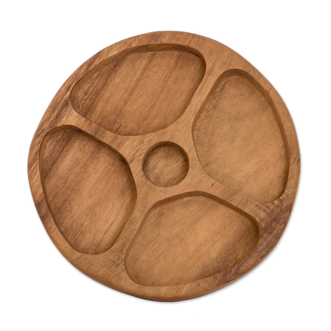 Handcrafted Wood Appetizer Platter with Four Compartments - Let Us Share