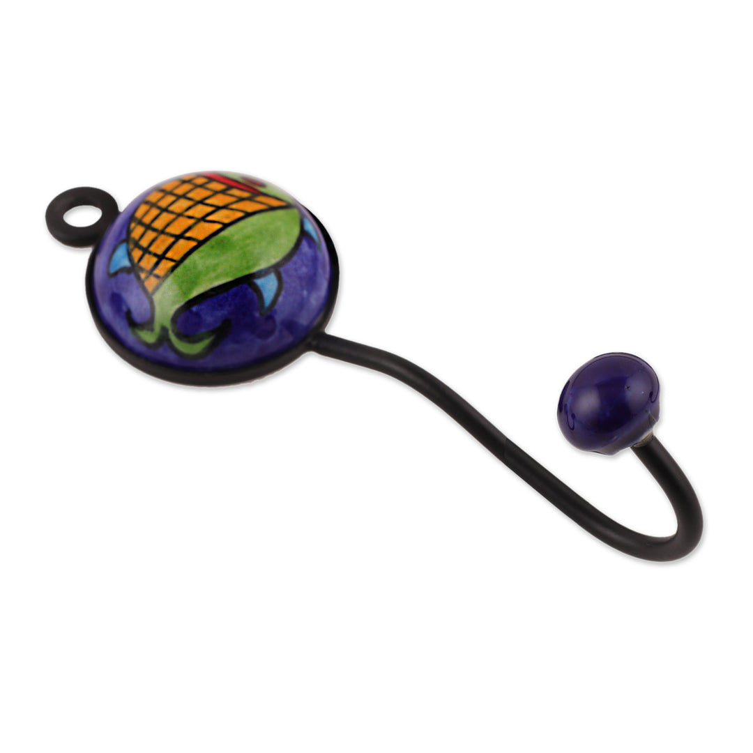 Set of 3 Ceramic Coat Hooks with Hand-Painted Fish Motifs - Fish Fantasy