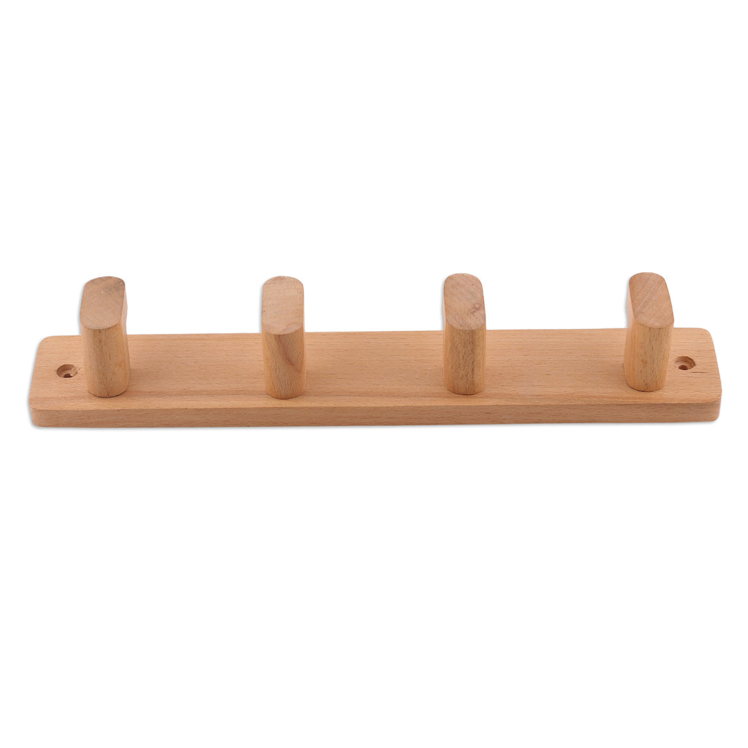 Minimalist Handcrafted Steam Beech Wood Coat Rack from India - Sylvan Aesthetics