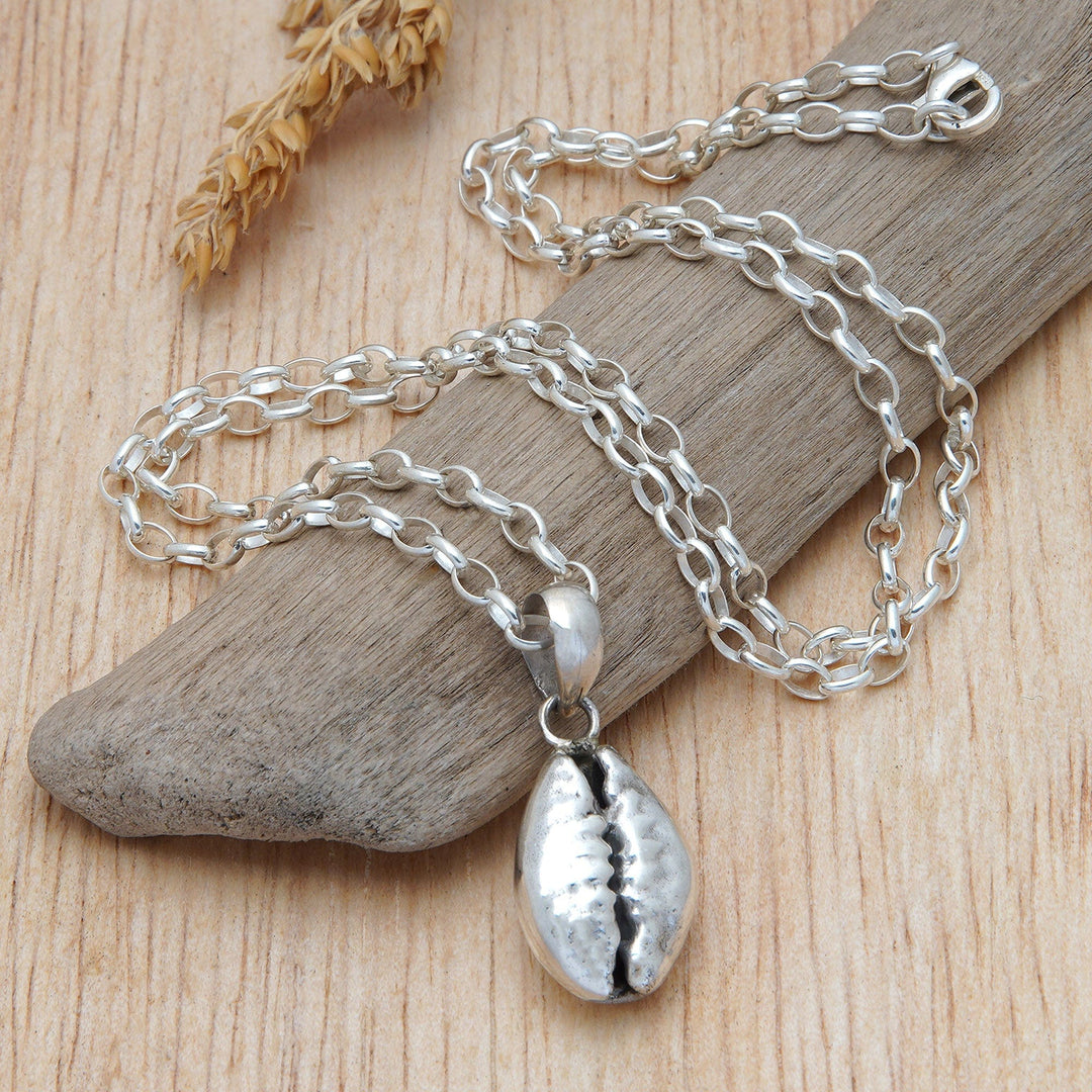 Coffee Bean-Themed Sterling Silver Pendant Necklace - Coffee Bean