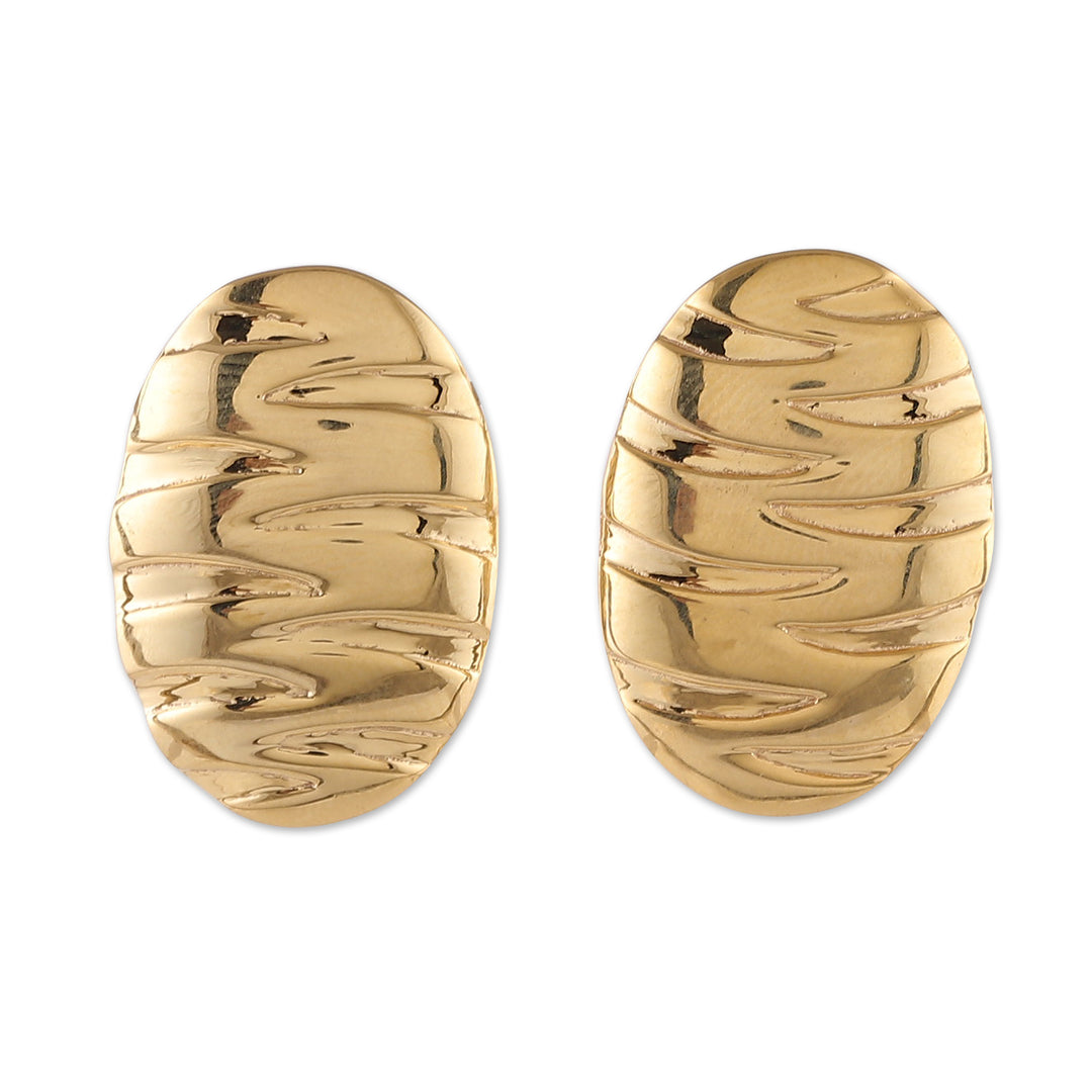 High-Polished Ellipse-Shaped Brass Drop Earrings - Ellipse Beauty