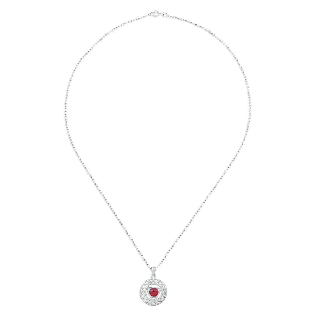 Star and Geometric-Themed Carnelian Pendant Necklace - Triangle of Courage